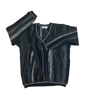 Lavane vintage v neck 3d knit textured sweater size XXL retro 90s Cosby  biggie